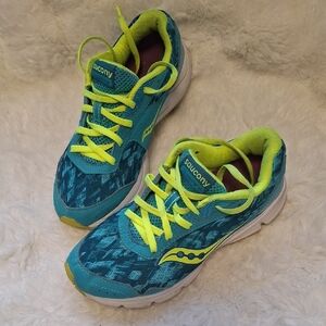 Saucony Women's Teal and Neon Yellow Athletic Sneakers